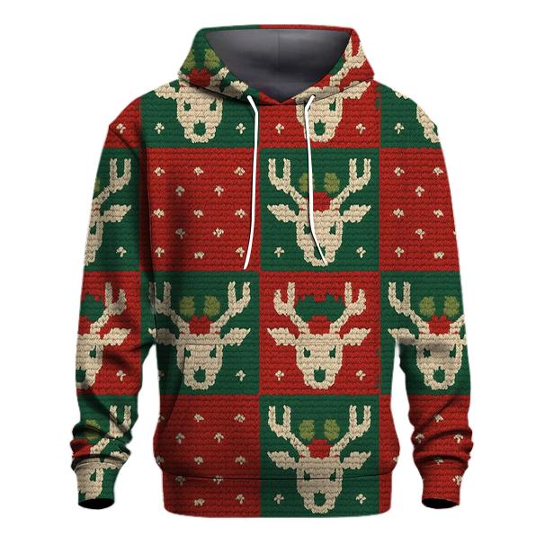 Holly Crowned Reindeer Checkerboard Design hoodies fashion