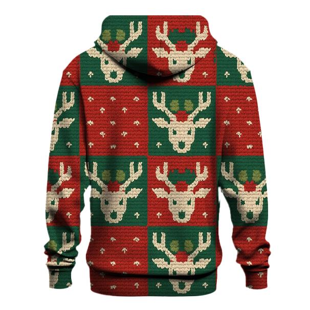 Holly Crowned Reindeer Checkerboard Design hoodies fashion