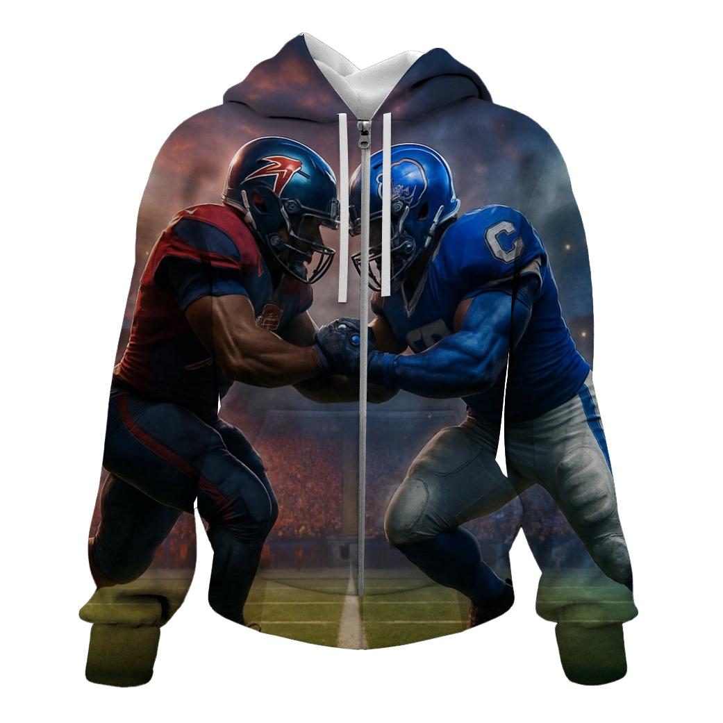 Gridiron Clash Under Dual Banners zip-up hoodies