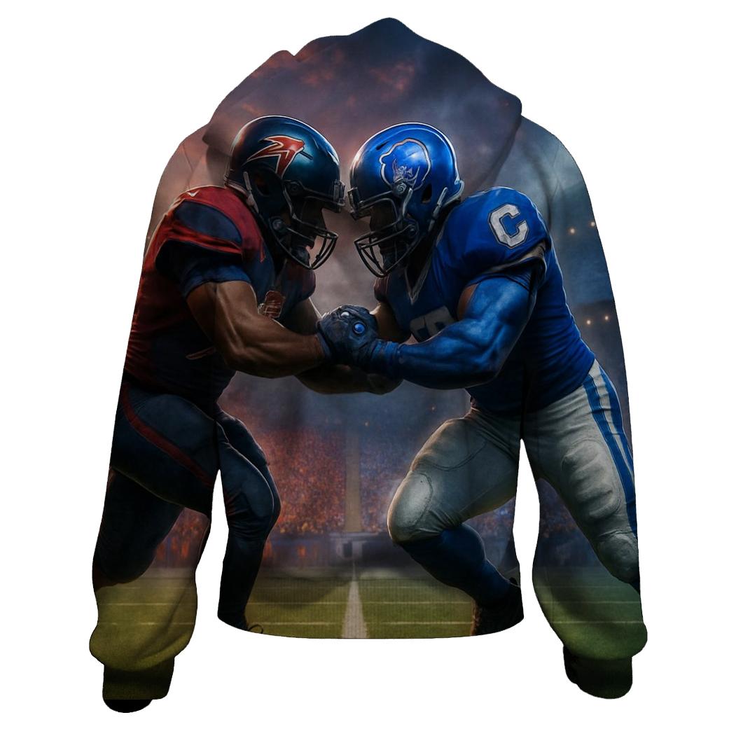 Gridiron Clash Under Dual Banners zip-up hoodies