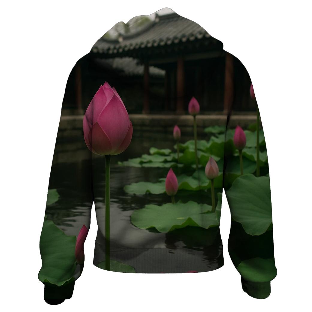 Lotus Leaves And Buds In Temple Courtyard pullover hoodies