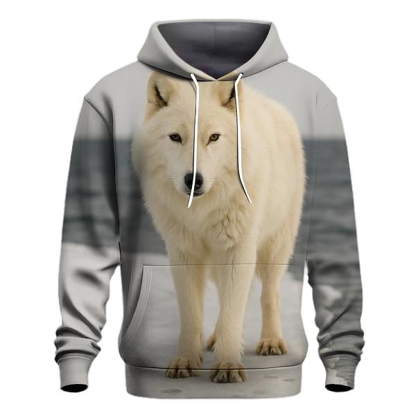 Arctic Wolf Against Melting Sea Ice premium hoodies