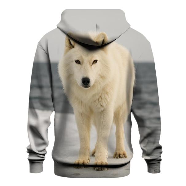 Arctic Wolf Against Melting Sea Ice premium hoodies