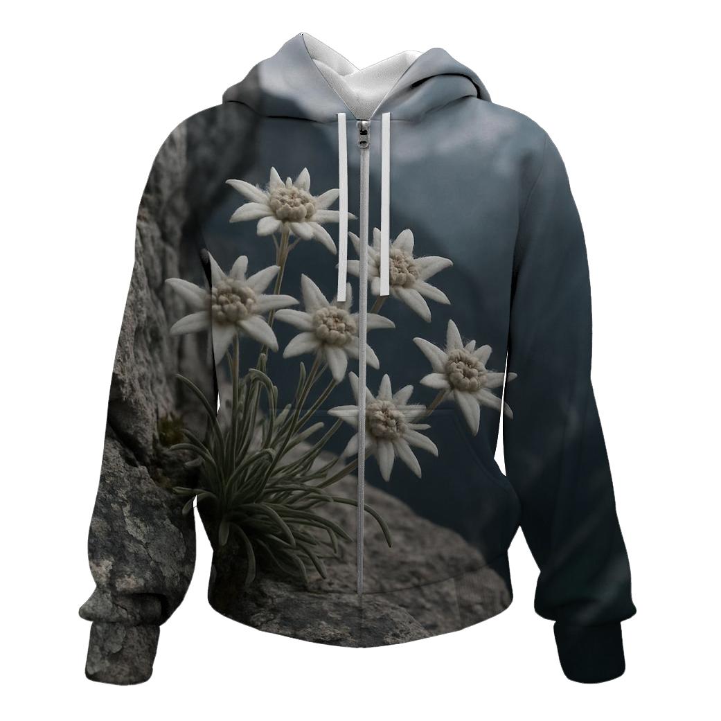 Alpine Edelweiss On Wind Carved Ridge printed hoodies