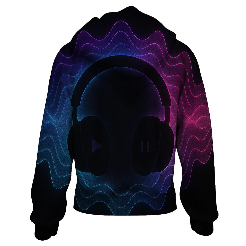 Holographic Headphone Aura zip-up hoodies