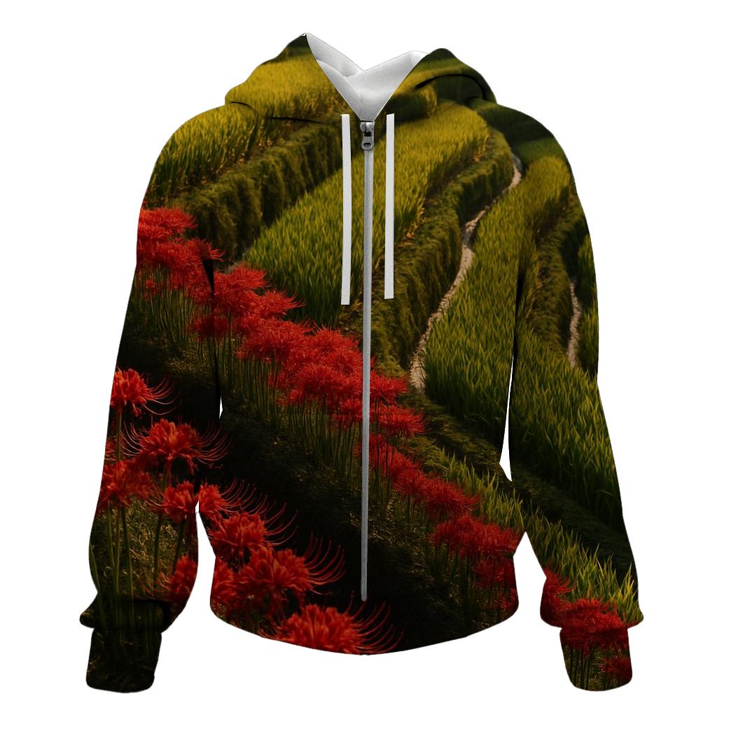Rice Terrace Borders Of Wild Spider Lily custom hoodies