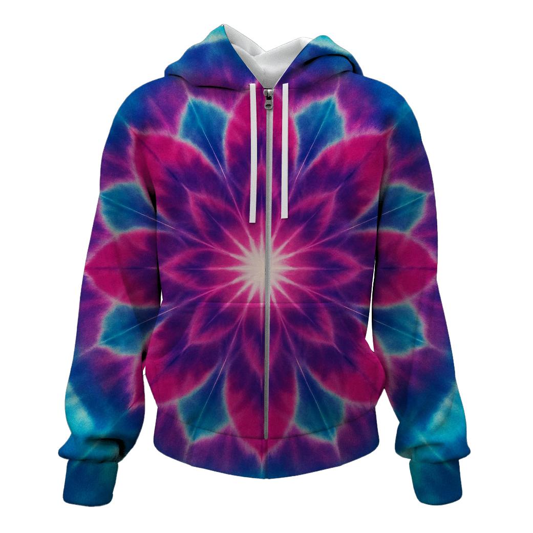 Magenta Cyan Mandala Burst hoodie designs