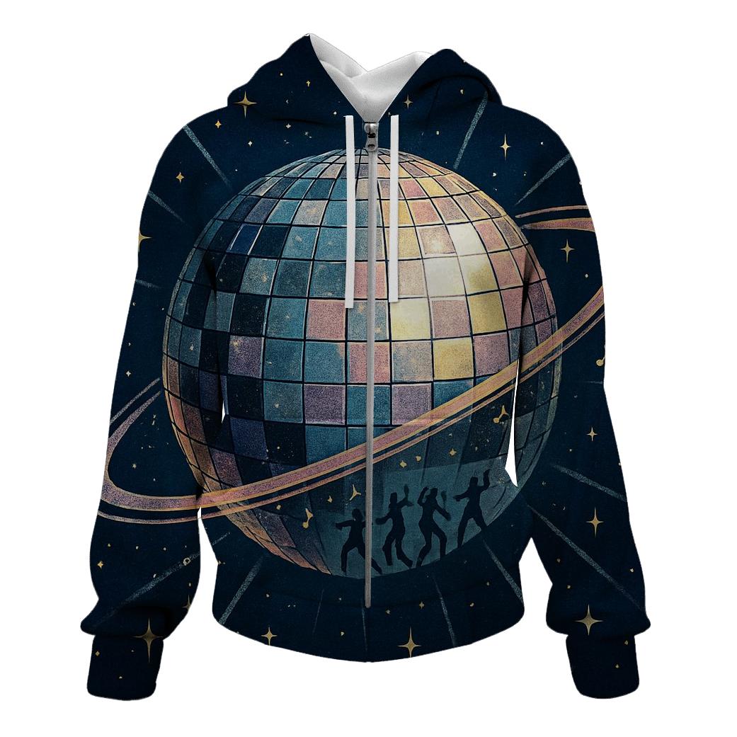 Disco Planet Orbit embroidered hoodies
