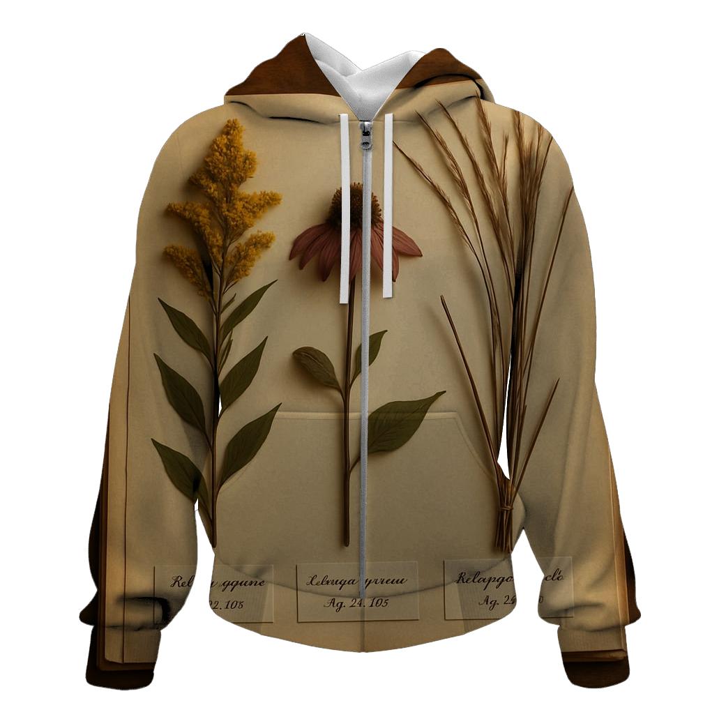 Herbarium Page Of Pressed Prairie Flowers premium hoodies