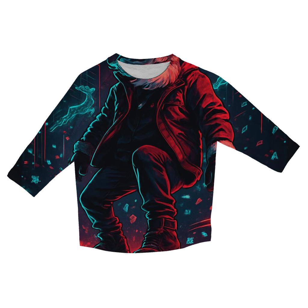 Neon Streetwear Santa Night Ride casual three quarter sleeve shirts