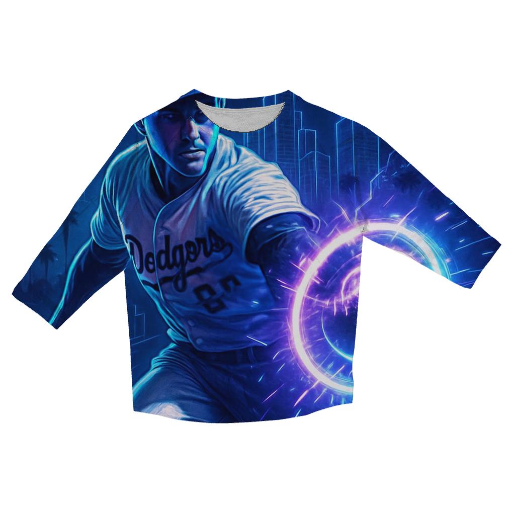 Neon Skyline Fastball Surge trendy 3/4 sleeve tops