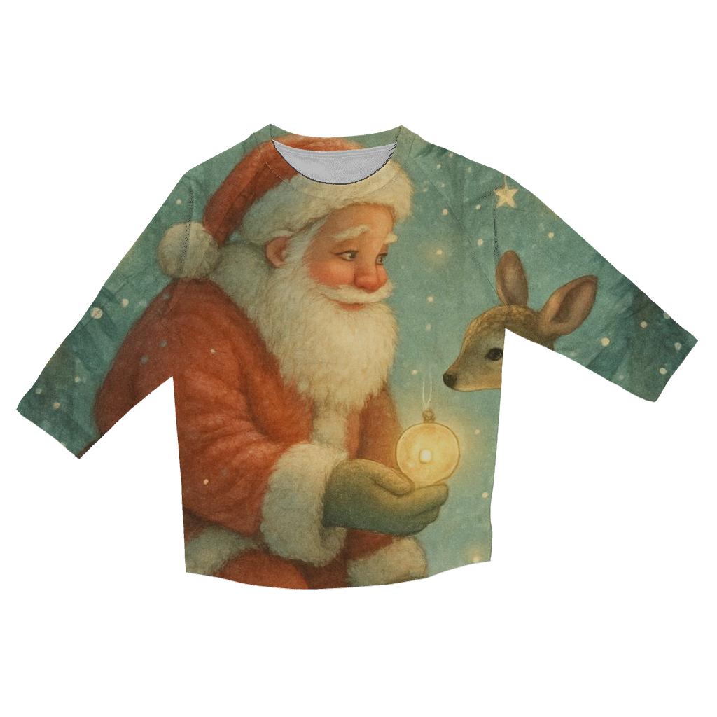 Frosted Forest Storybook Santa trendy 3/4 sleeve tops