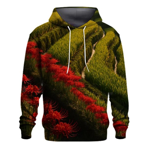 Rice Terrace Borders Of Wild Spider Lily premium hoodies