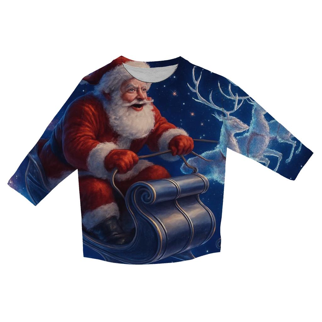 Cosmic Sleigh Santa Orbit designer 3/4 sleeve blouses