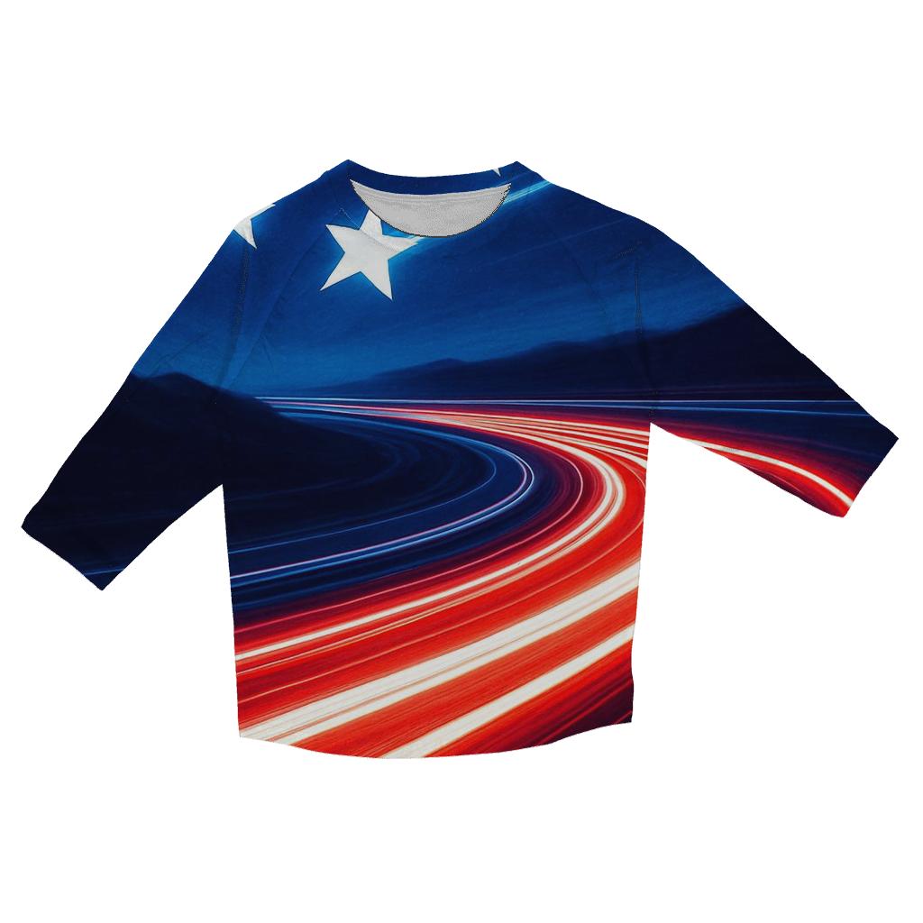 Neon Speedway Stars And Stripes casual three quarter sleeve shirts