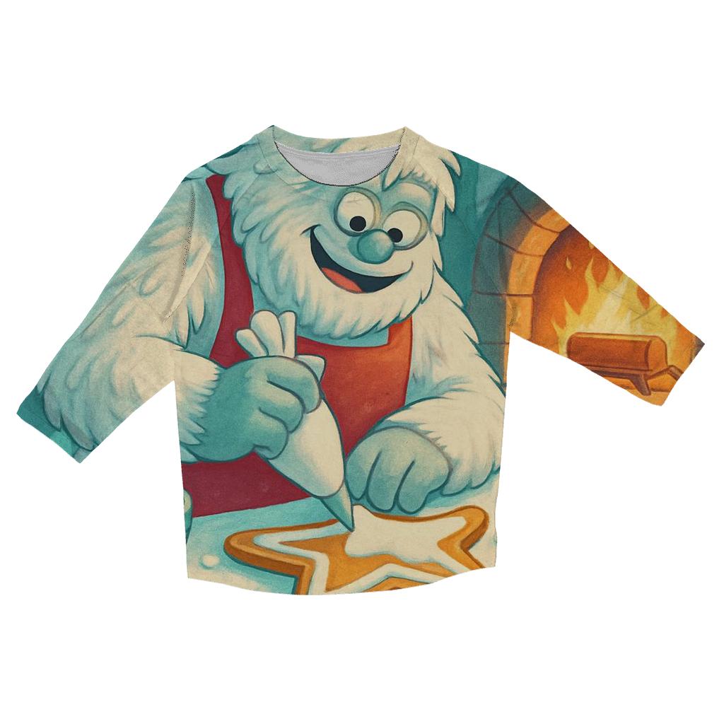 Yeti Baking Christmas Cookies In A Snow Cave designer 3/4 sleeve blouses