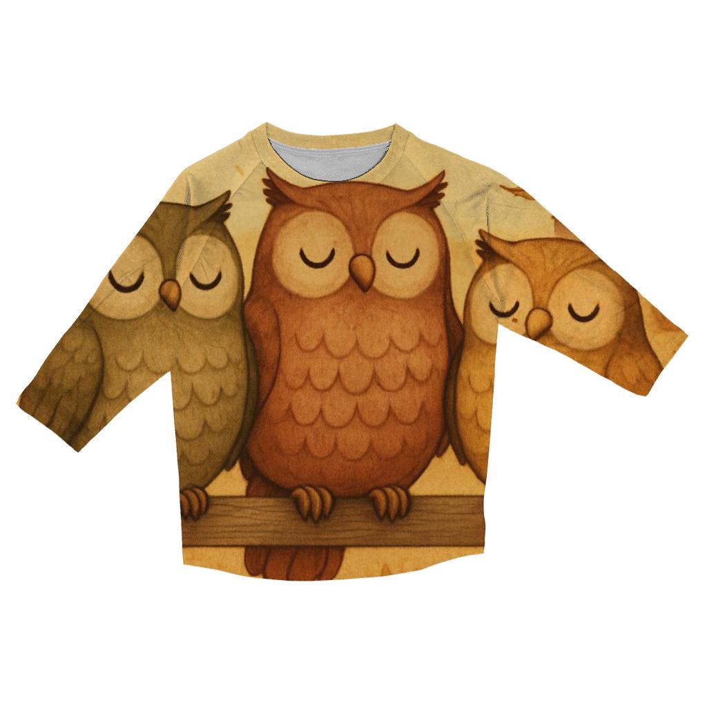 Thankful Owls On The Harvest Fence fashion 3/4 sleeve shirts