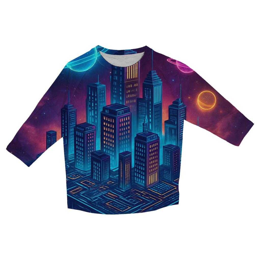 Circuit City In The Heart Of A Nebula designer 3/4 sleeve blouses