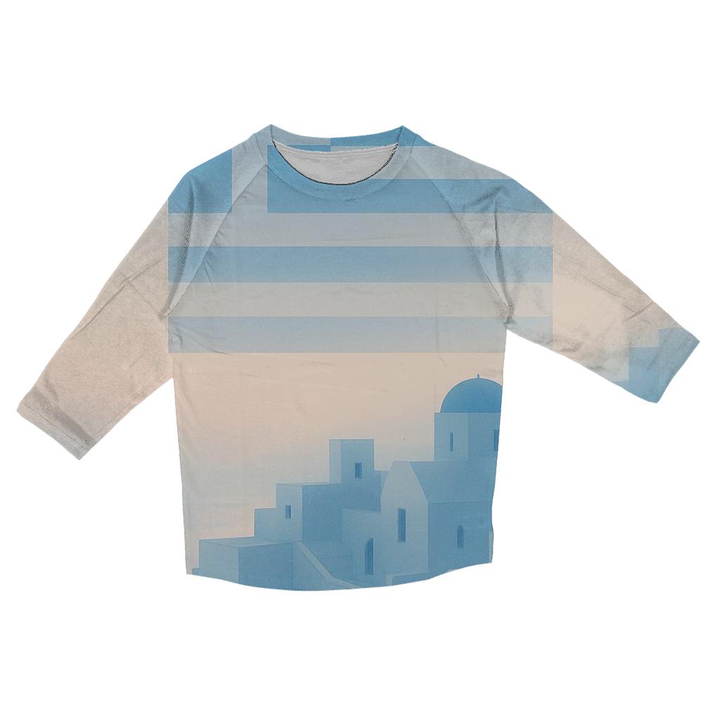 Greek Island Flag Sky custom 3/4 sleeve shirts