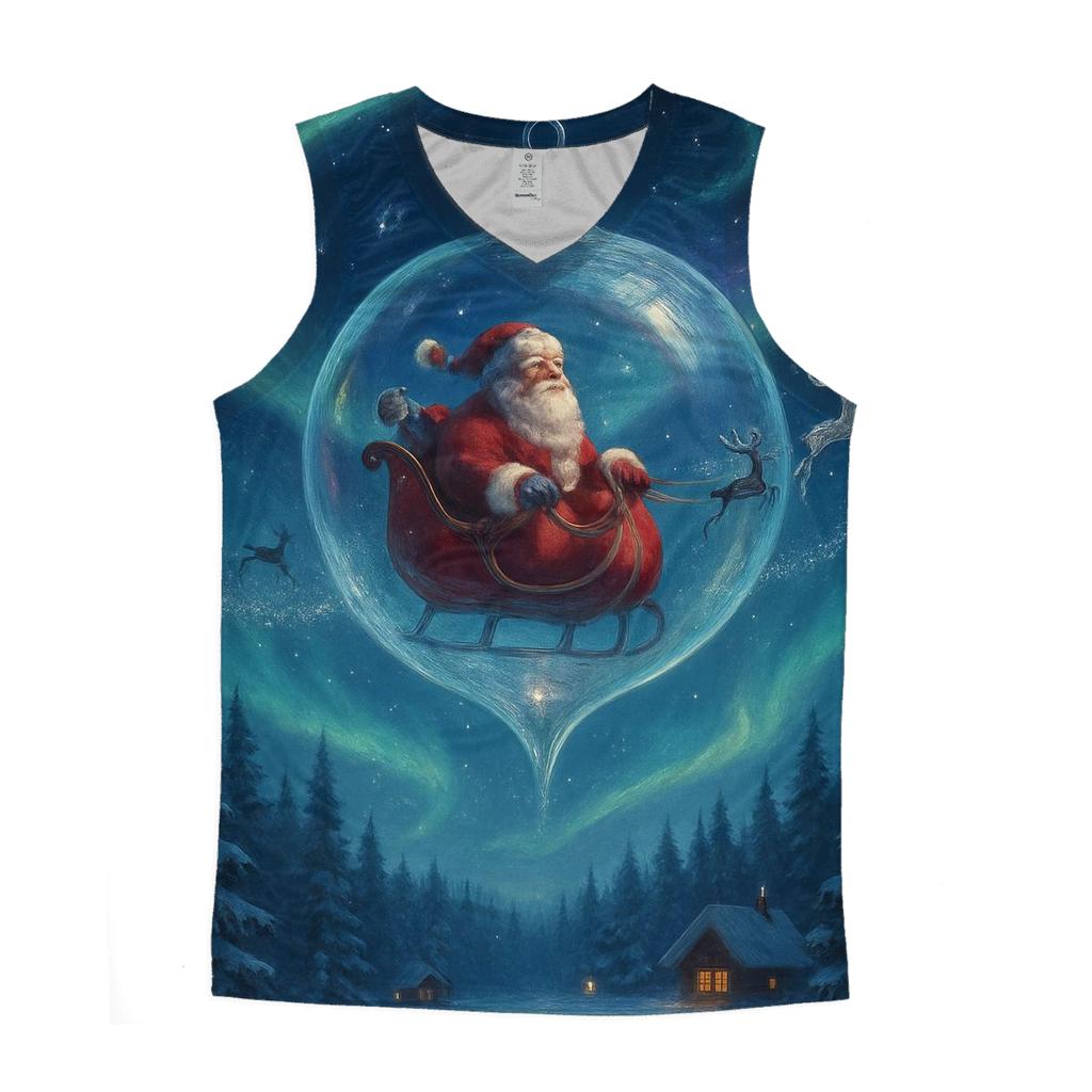 Santa In The Northern Lights Hot Air Bauble designer workout tanks