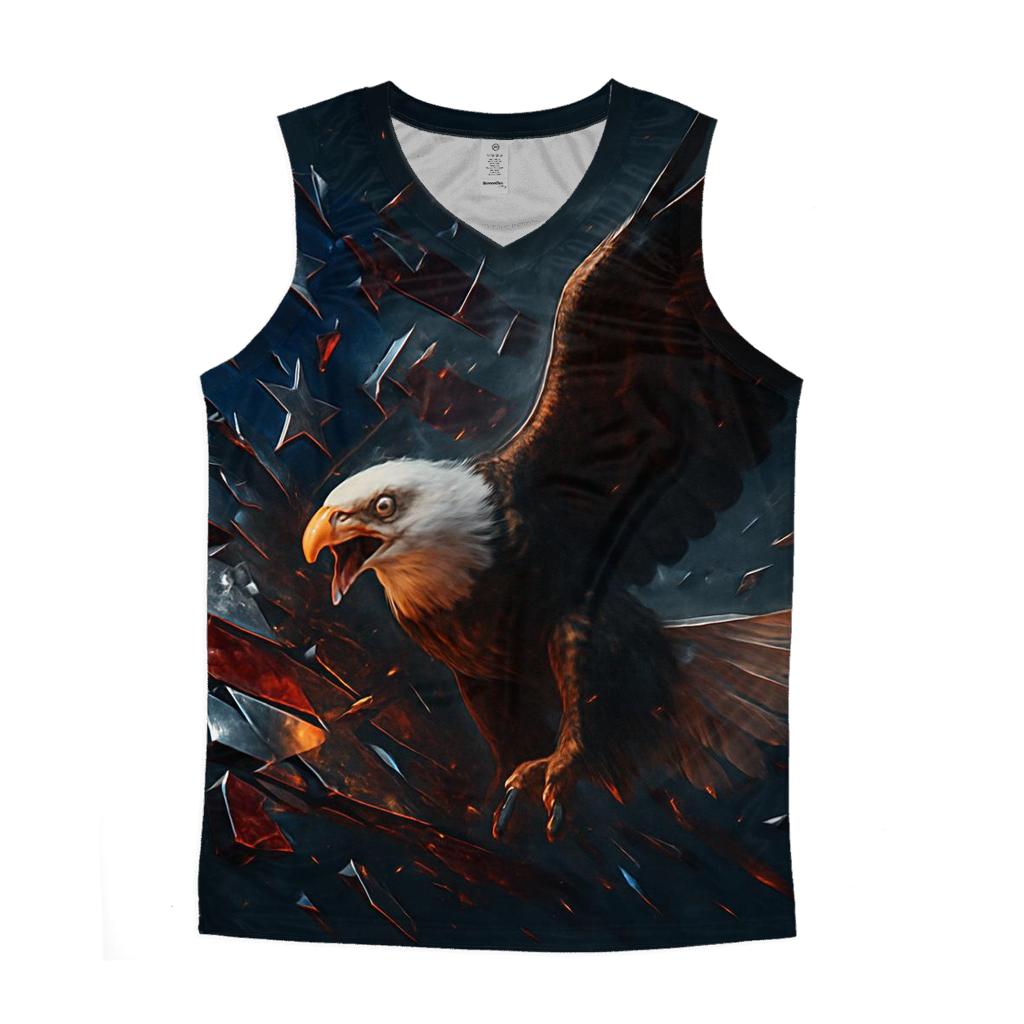 Eagle Blaze Through Metallic Flagstorm personalized athletic tanks