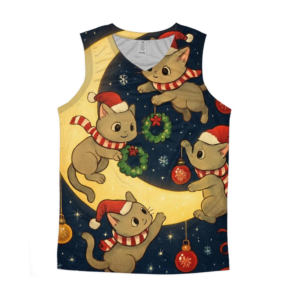 Christmas Cats Decorating The Moon personalized athletic tanks