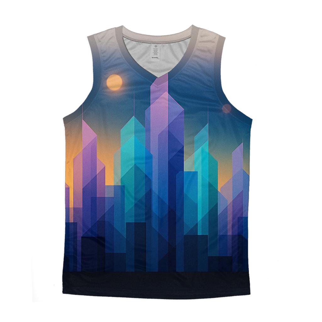 Geometric Horizon Gradient City cotton sleeveless tops