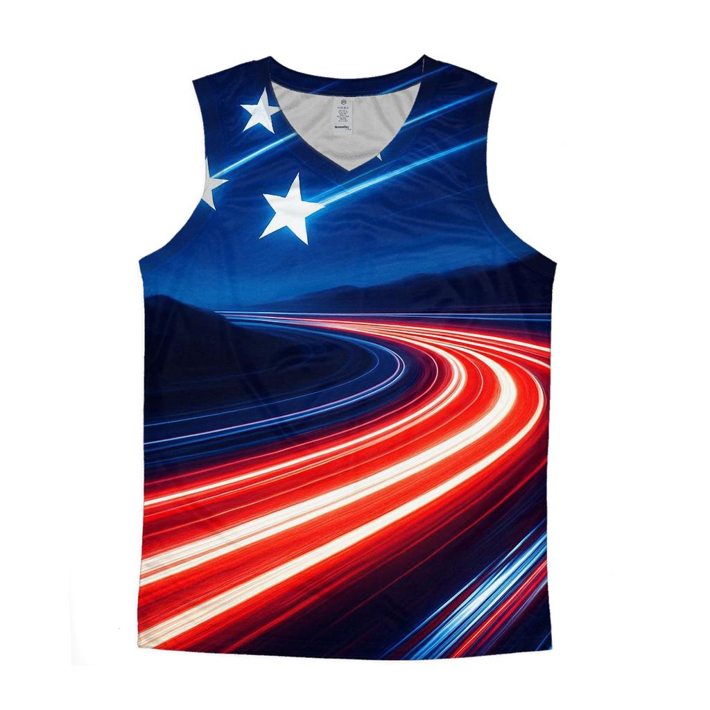 Neon Speedway Stars And Stripes graphic print tank tops