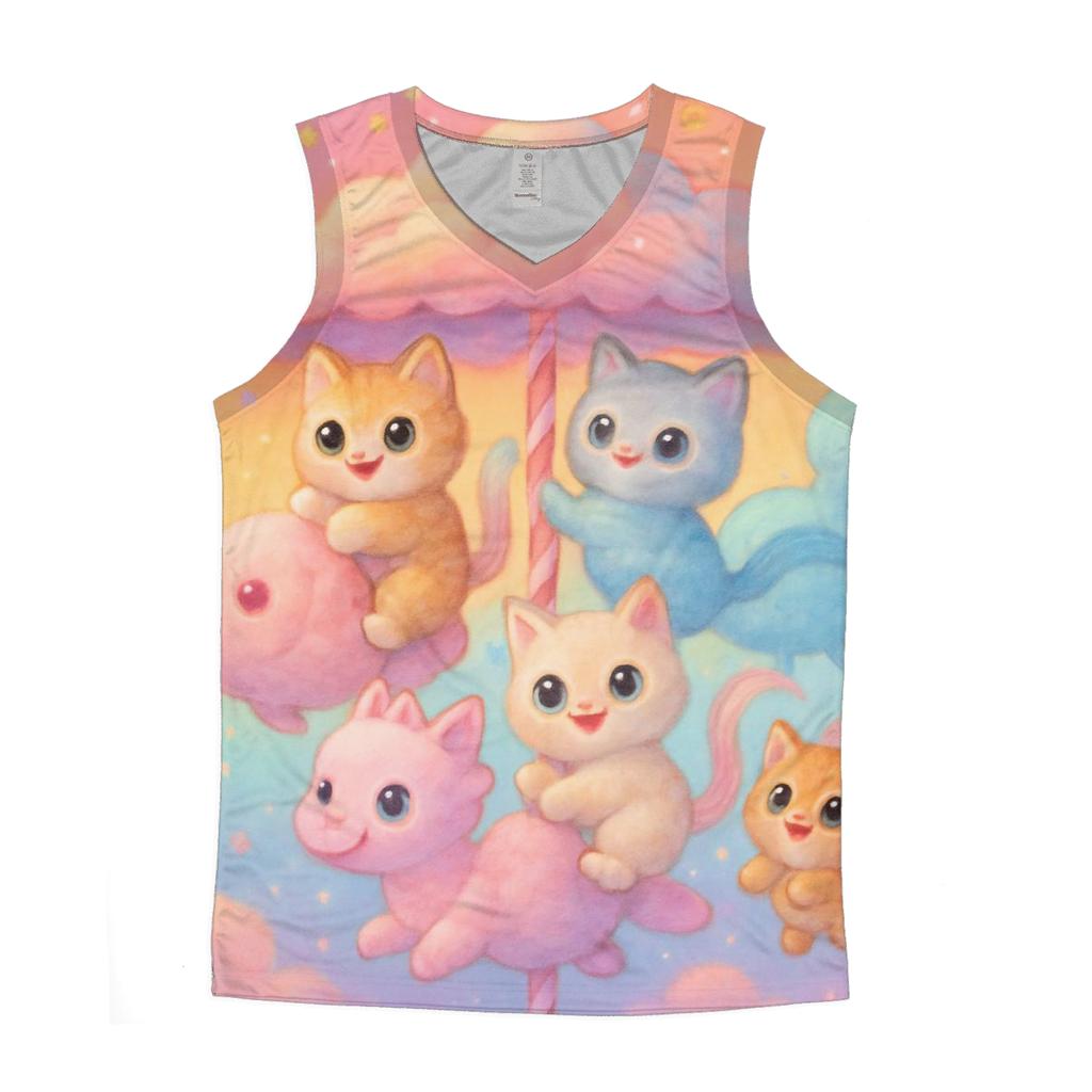 Candy Cloud Carousel Cats trendy fitted tank tops