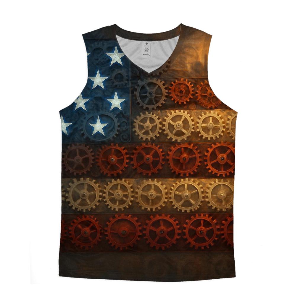 Clockwork Flag Of City Gears personalized athletic tanks