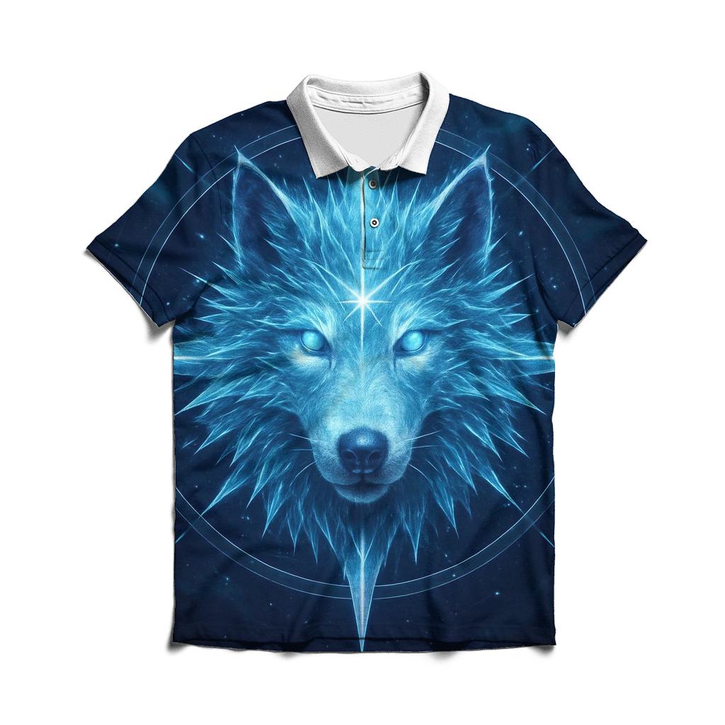 Celestial Frost Wolf Compass casual sports polo shirts