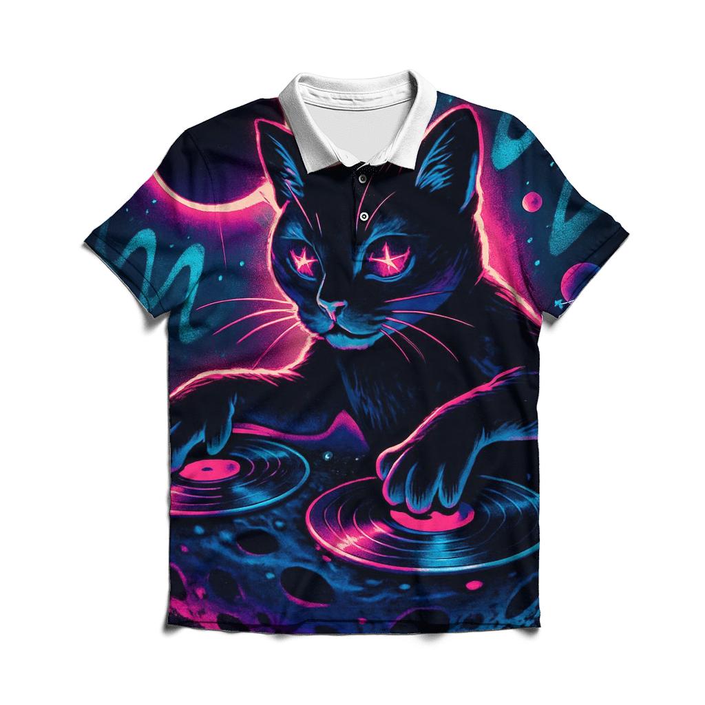 Celestial DJ Cat Eclipse branded logo polo shirts