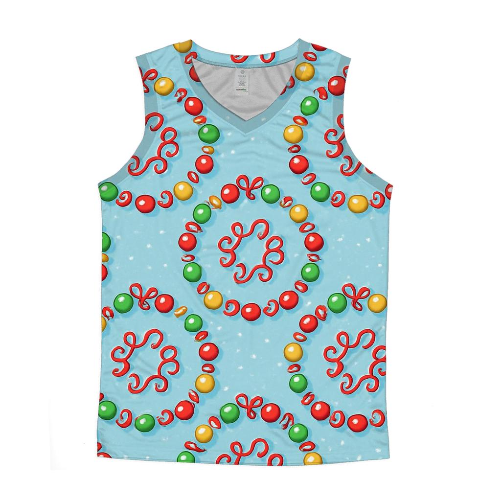 Bauble And Ribbon Orbit Rings On Icy Blue sports performance tank tops