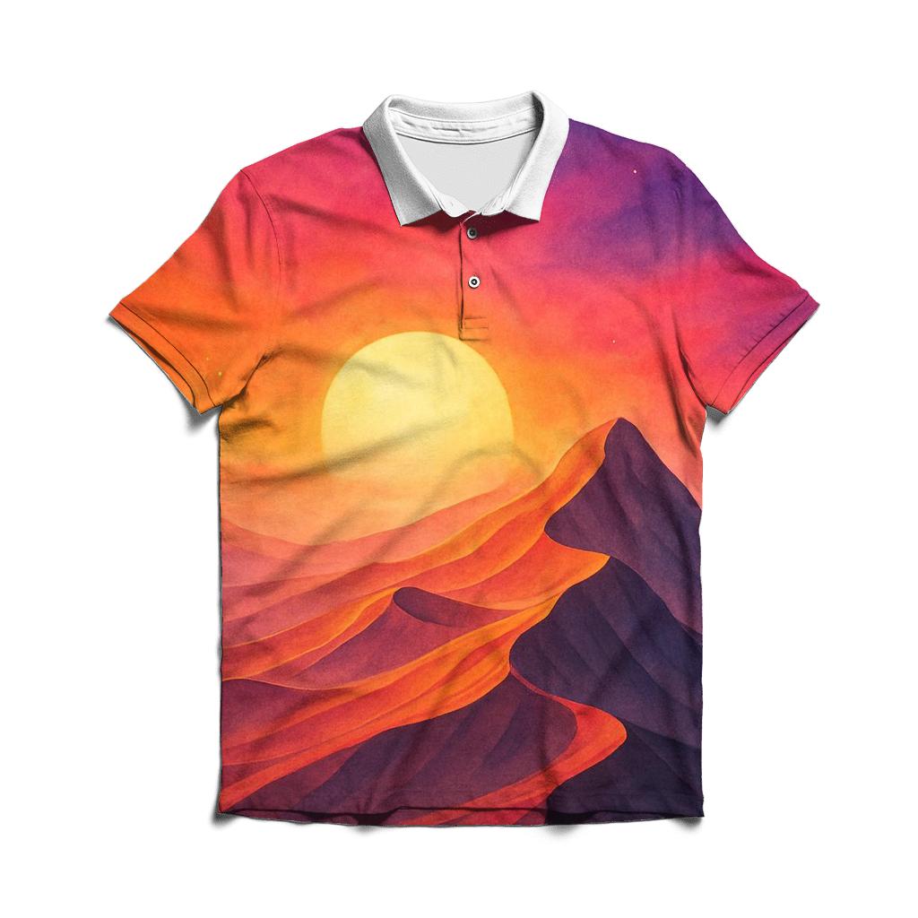 Celestial Dunefall Sunset embroidered polo tops