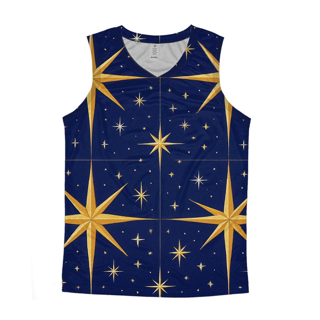 Nativity Star Ray Grid On Deep Indigo sports performance tank tops