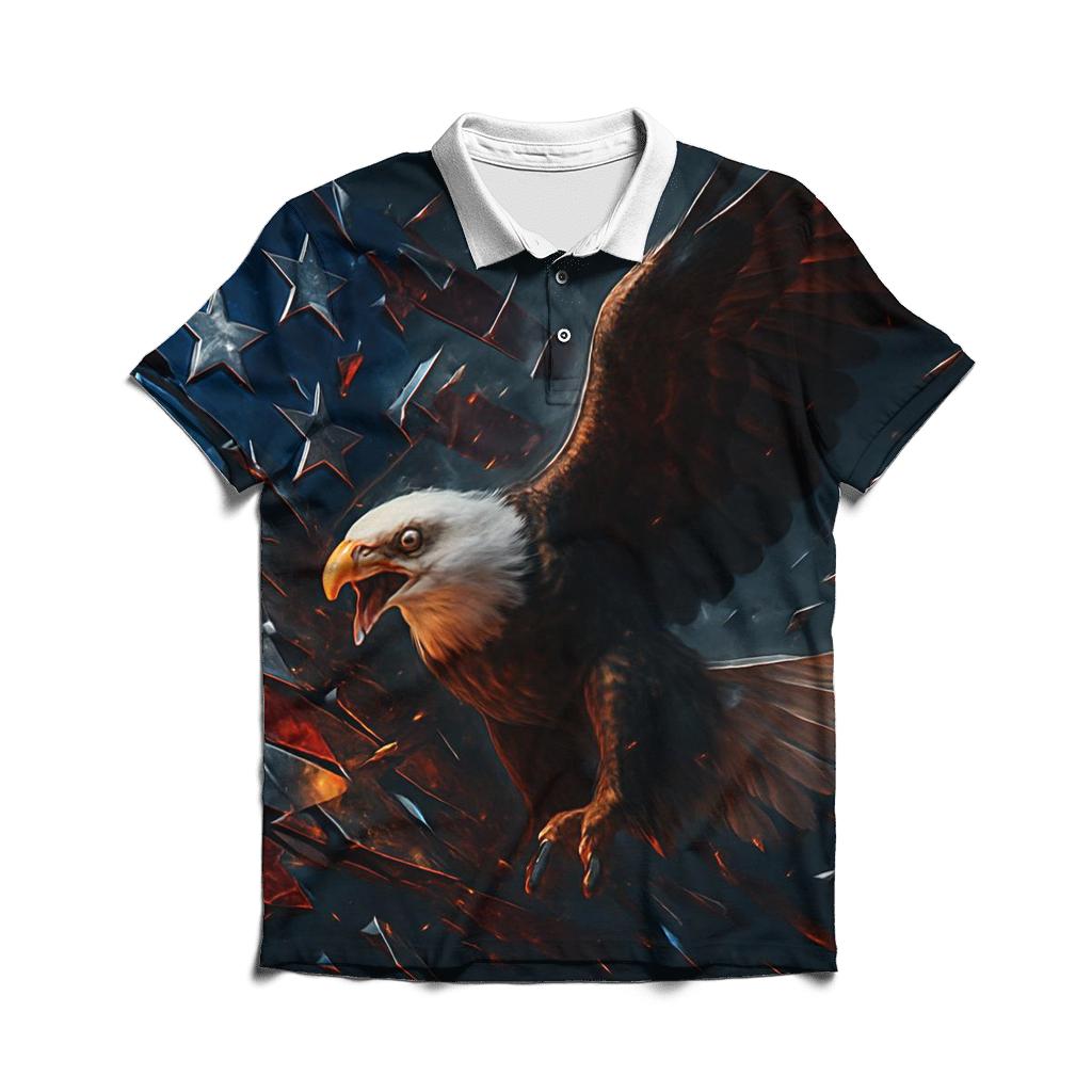 Eagle Blaze Through Metallic Flagstorm designer slim fit polos