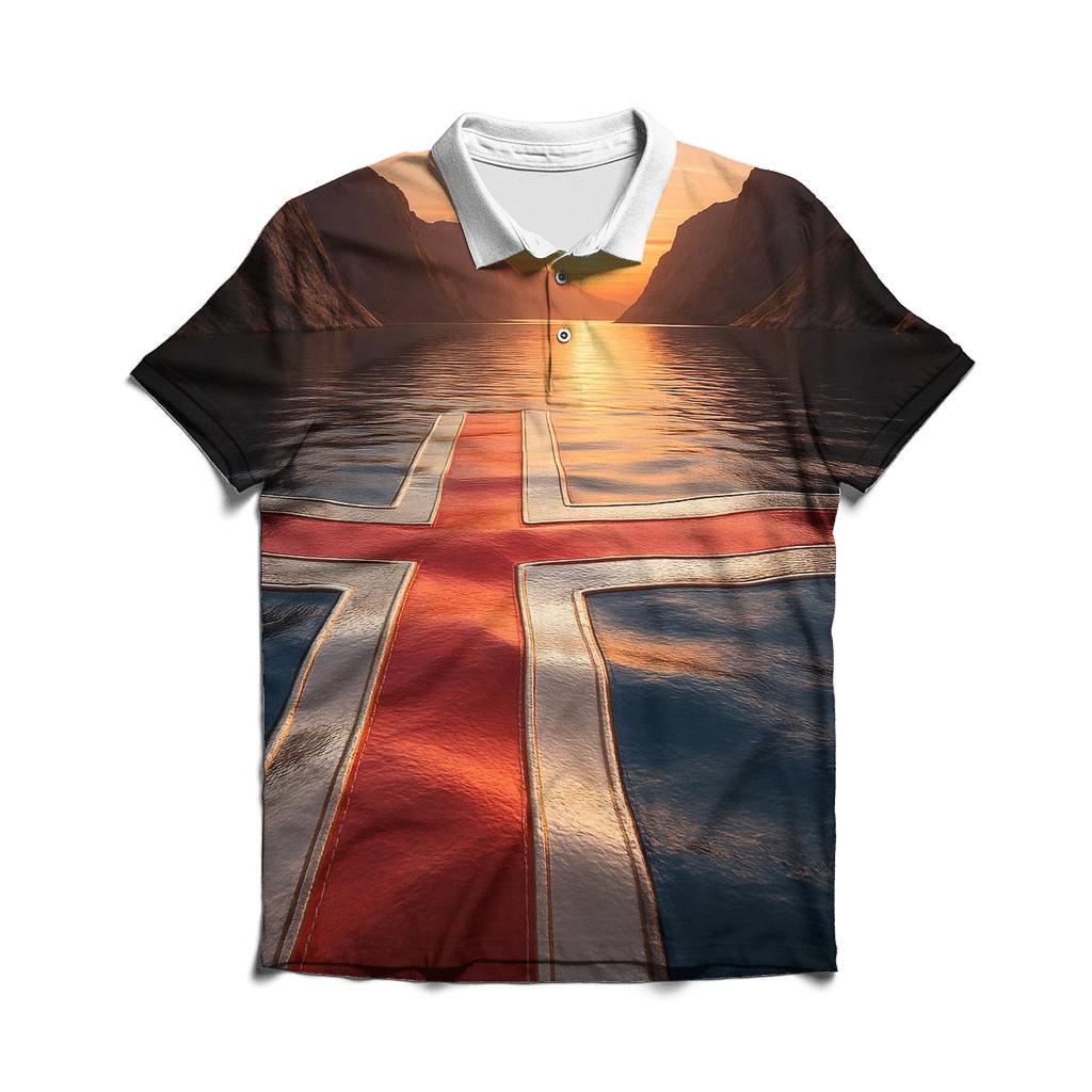 Norwegian Fjord Flag Reflections personalized polo shirts