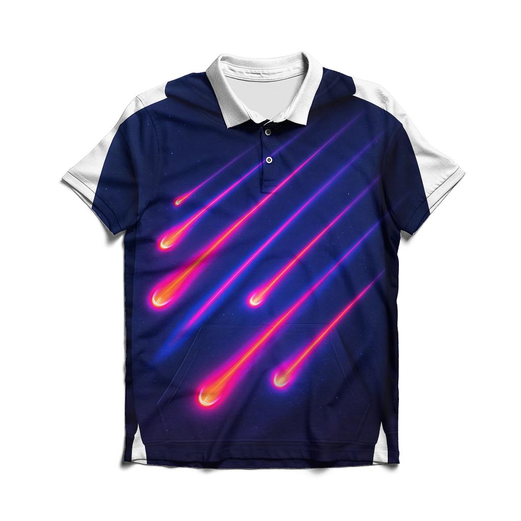 Neon Meteor Gradient Trails custom polo shirts