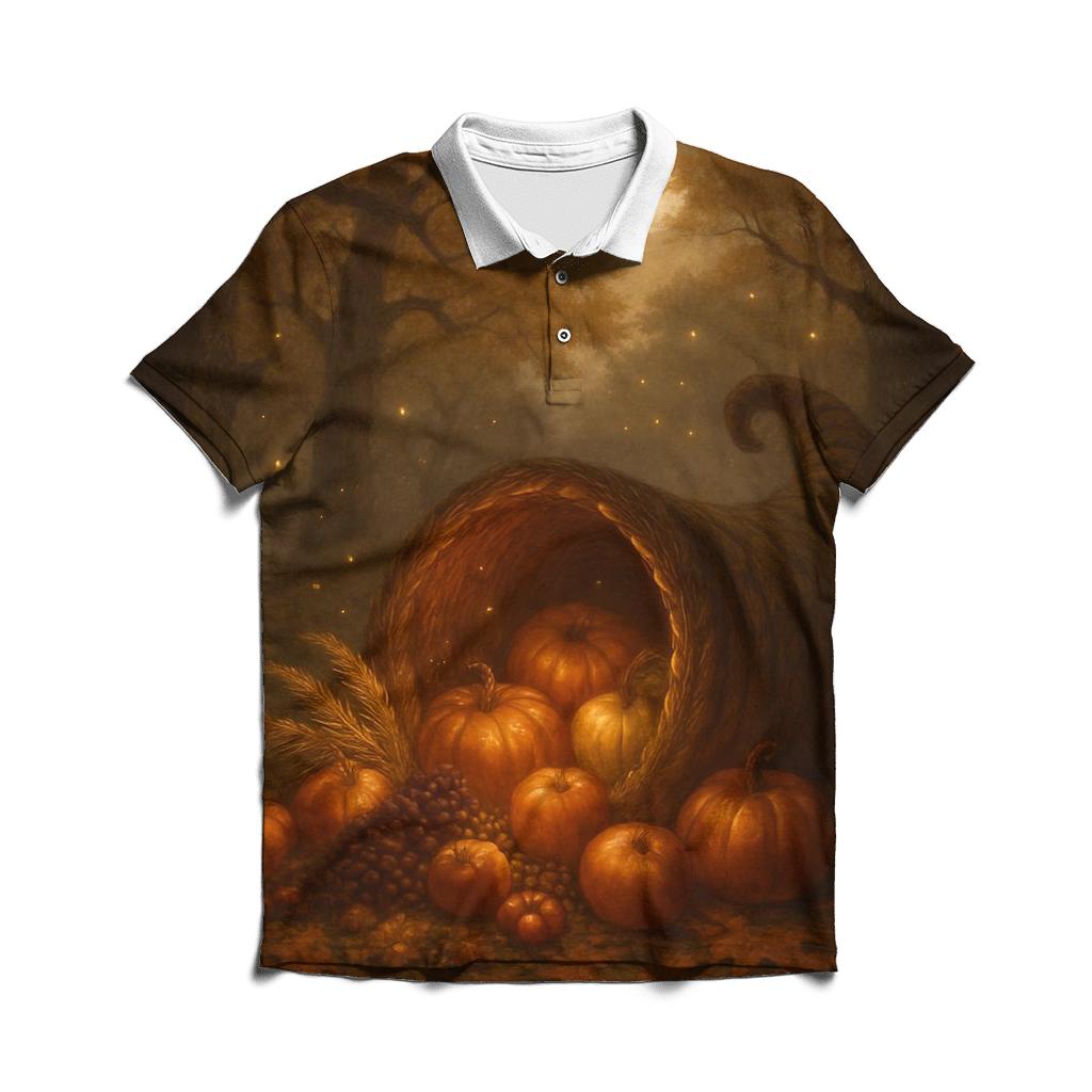 Enchanted Cornucopia Under Moonlit Oaks casual sports polo shirts