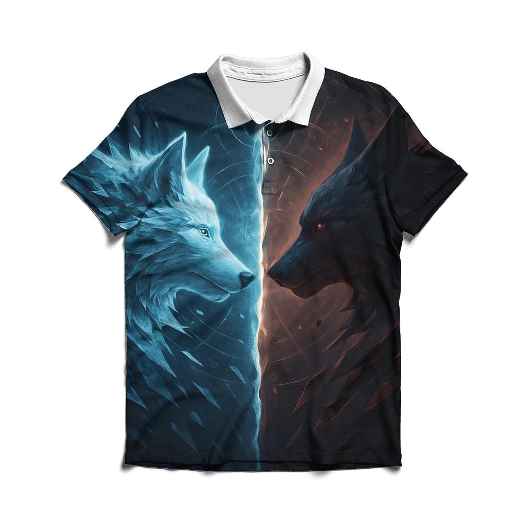 Shadow Rift Duality Wolves embroidered polo tops