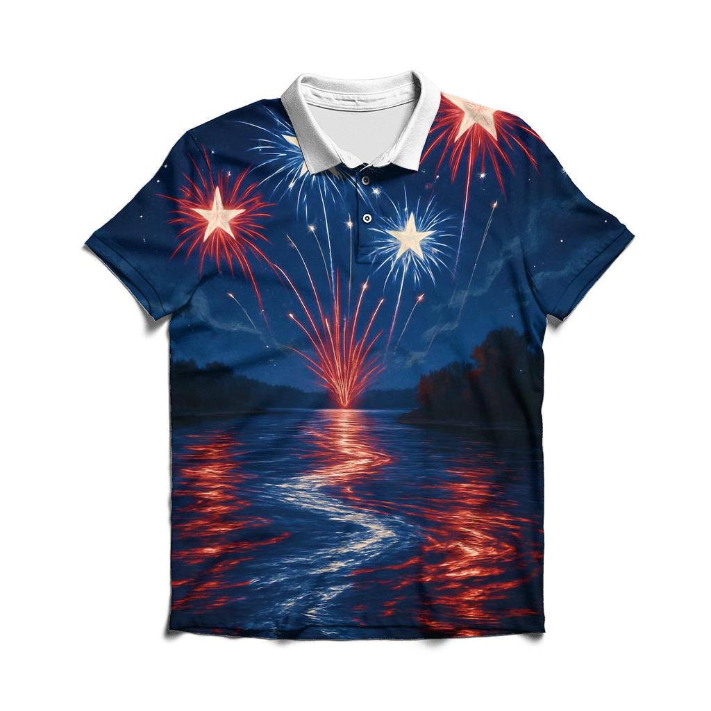 Fireworks River Of Freedom custom polo shirts