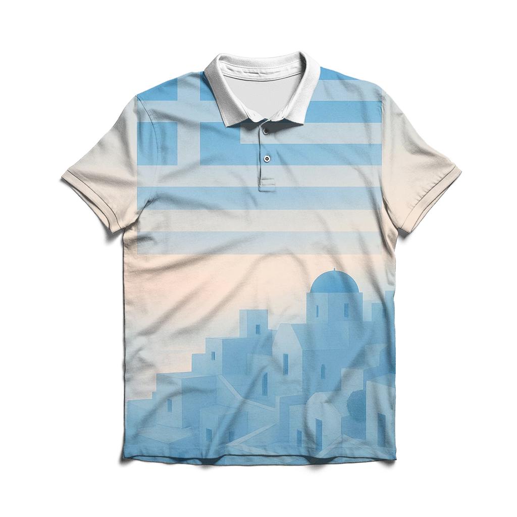 Greek Island Flag Sky branded logo polo shirts