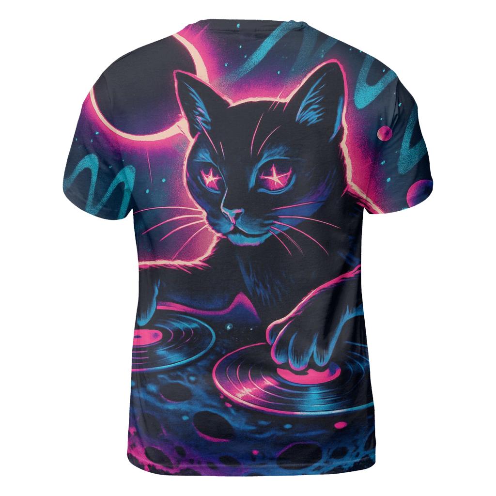 Celestial DJ Cat Eclipse trendy printed shirt styles