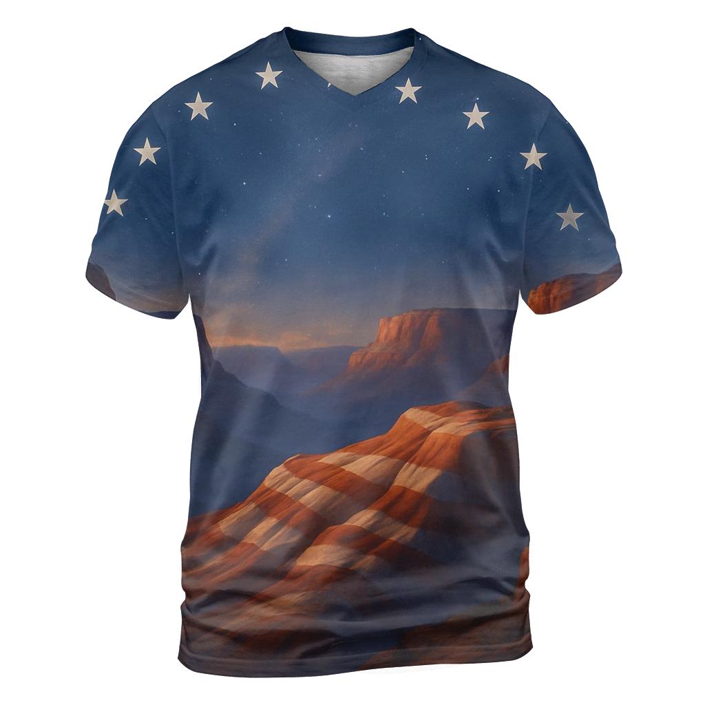 Celestial Stripes Over Canyon Ridge unique graphic print tees