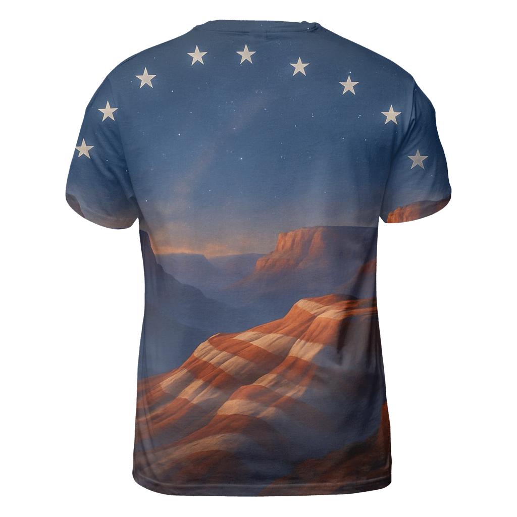 Celestial Stripes Over Canyon Ridge unique graphic print tees