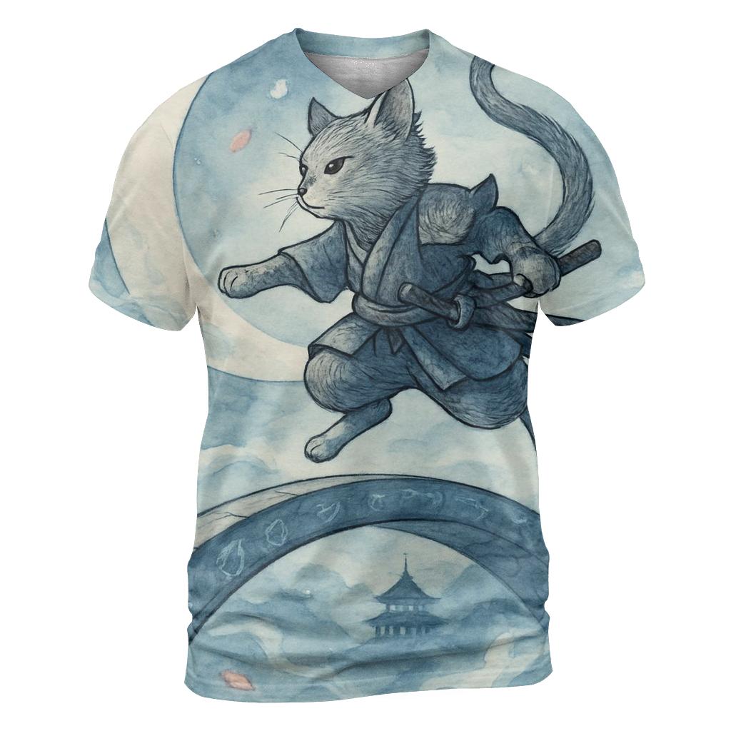 Samurai Moonstep Cat custom all-over print shirts