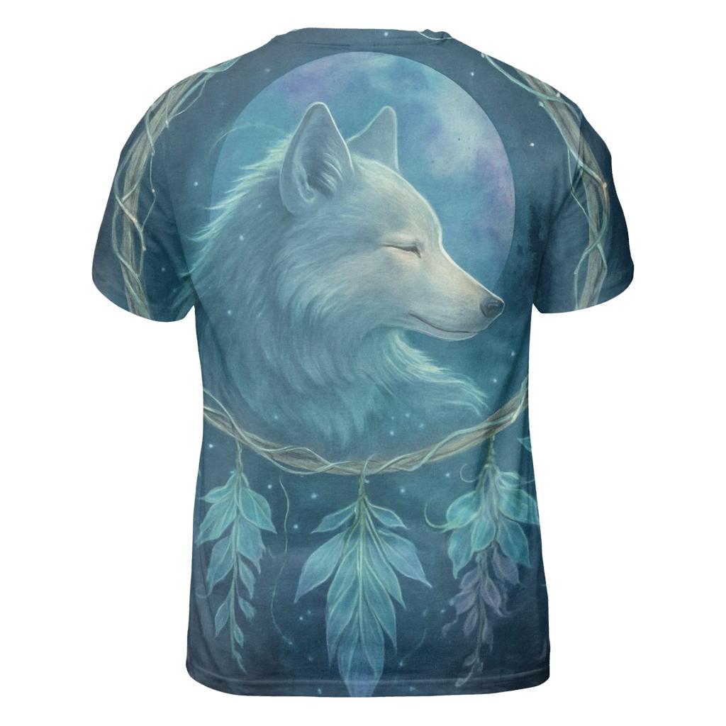 Forest Dreamcatcher Moon Wolf creative print fashion shirts