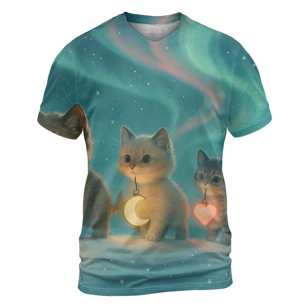 Aurora Lantern Parade Kittens creative print fashion shirts