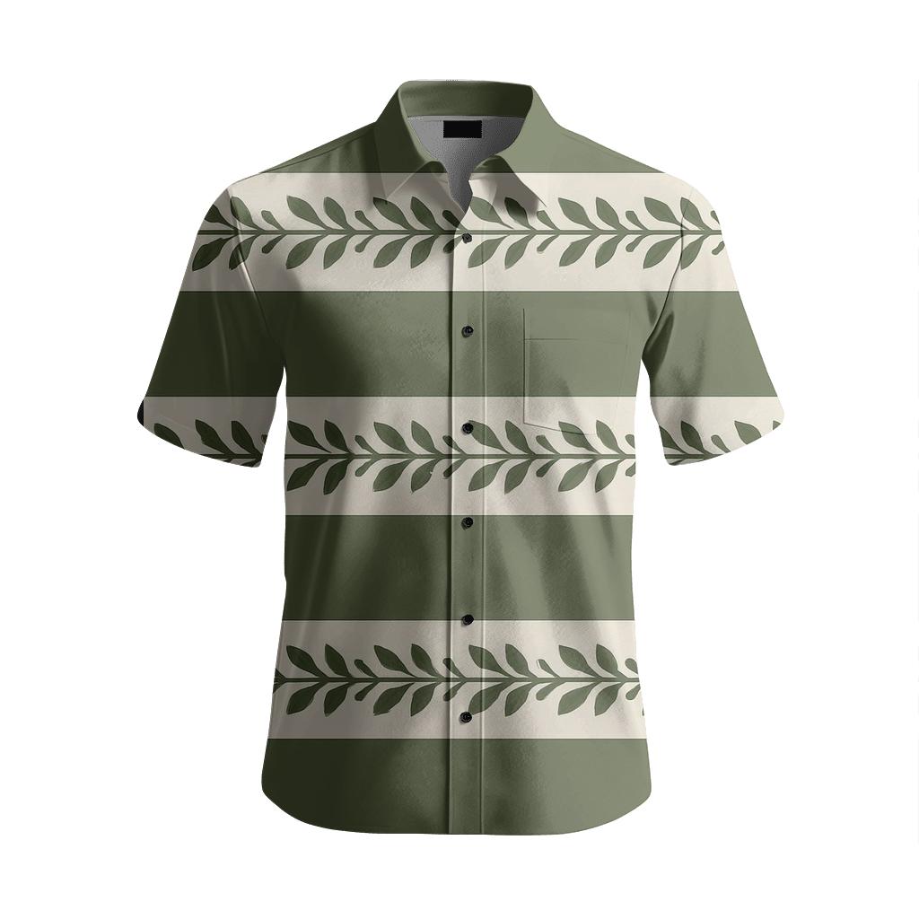 Striped Botanical Band embroidered logo shirts