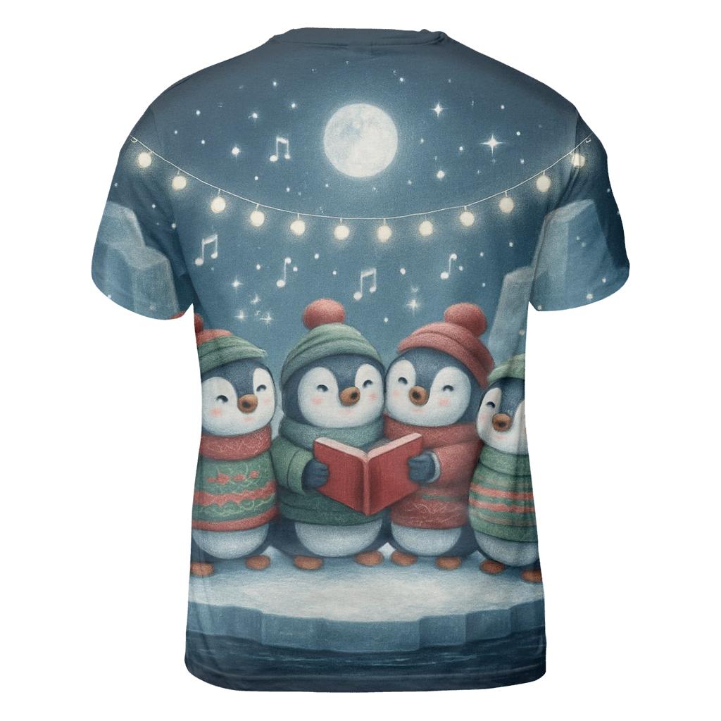 Penguin Carolers On Floating Ice Stage trendy printed shirt styles